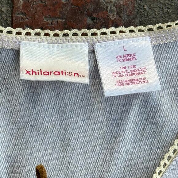 Vintage Xhilatation Lavender Crochet Lace Up Trim Tank Top Size L Boho - Picture 2 of 3